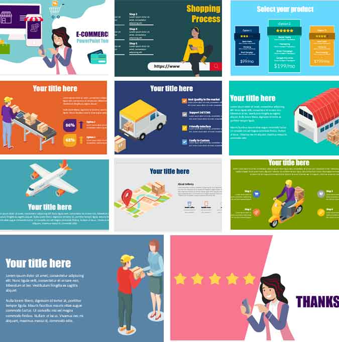 preview ecommerce and logistic powerpoint templates