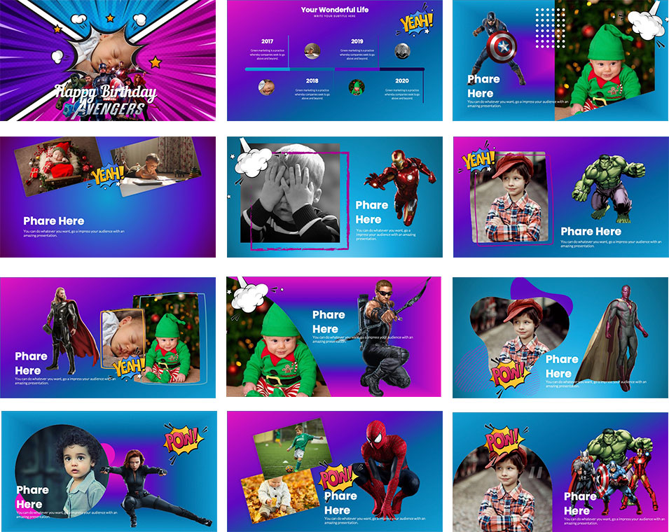 Avengers Birthday PowerPoint Templates by ppthemes