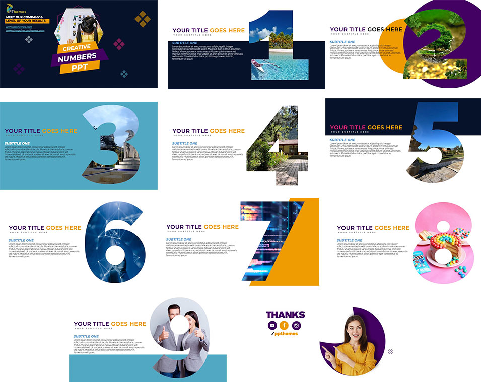 Creative numbers powerpoint template