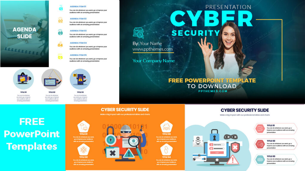 Cyber security presentation template in PowerPoint