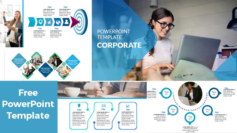 Screenshoot Corporate powerpoiint template blue