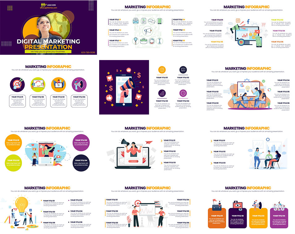 Free Digital marketing Slides Presentation PowerPoint Template