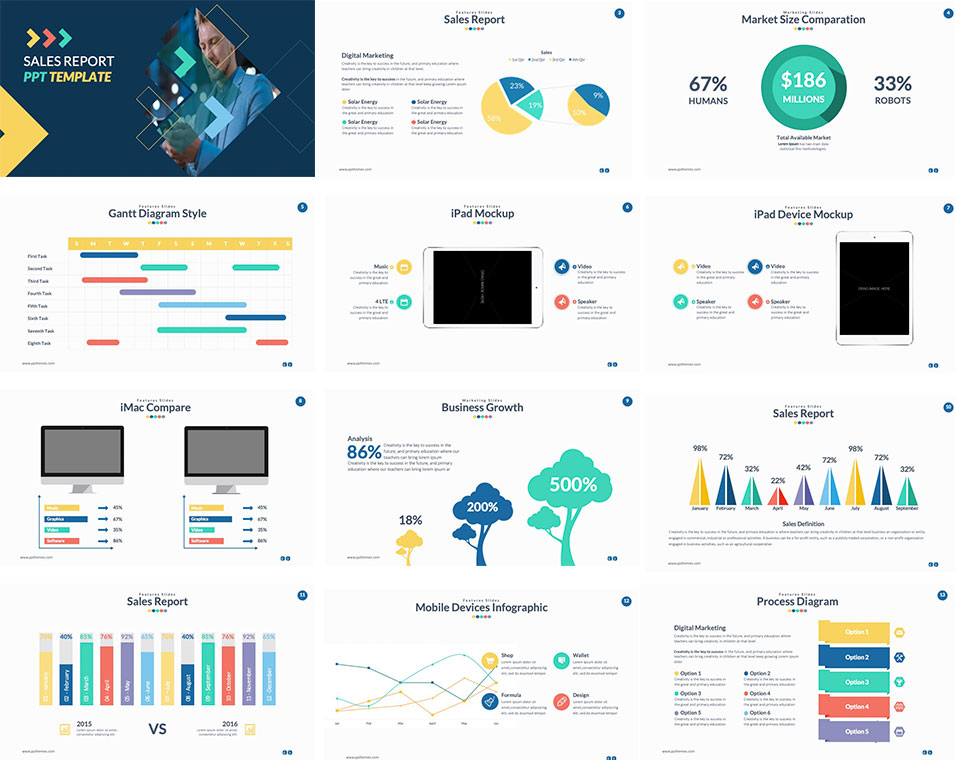 Preview free sales report presentation in ppt templates