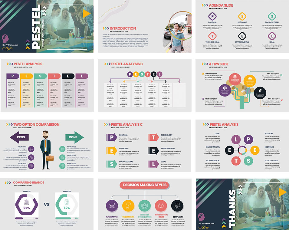 preview pestel free powerpoint infographics by PPThemes