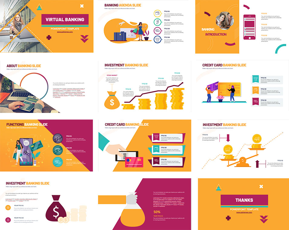 Screenshots virtual banking powerpoint infographics and presentation