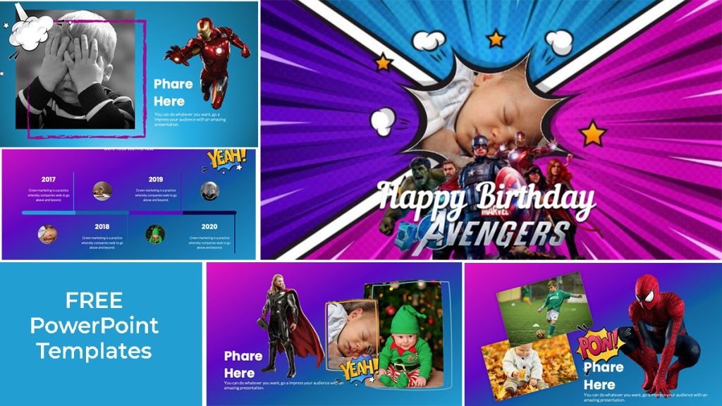 Avengers Birthday PowerPoint Templates by ppthemes