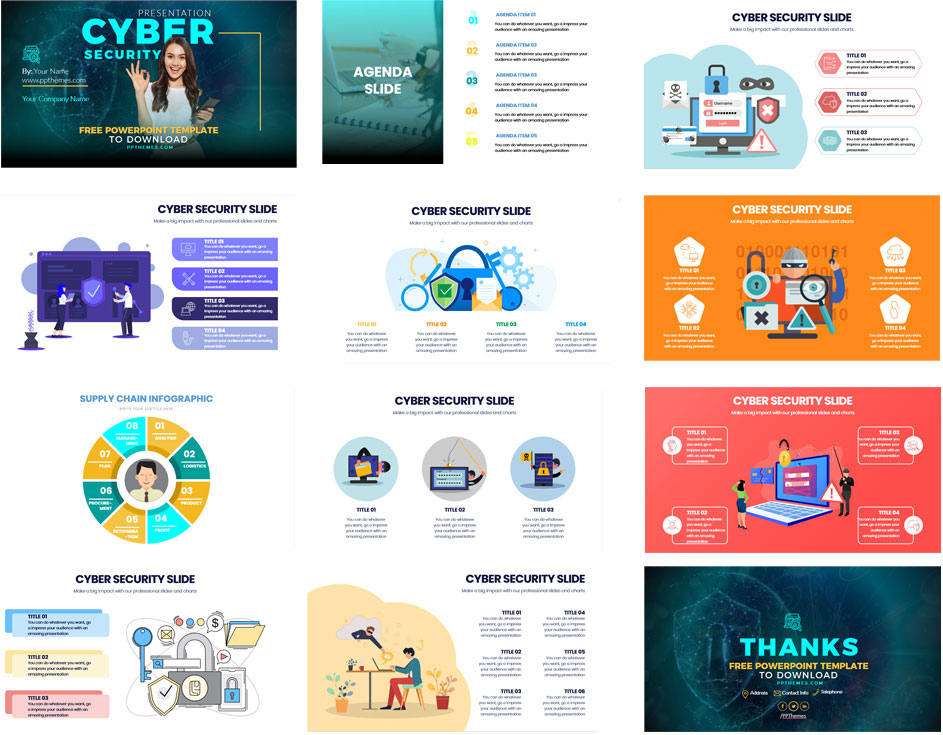 Cyber security presentation template in PowerPoint