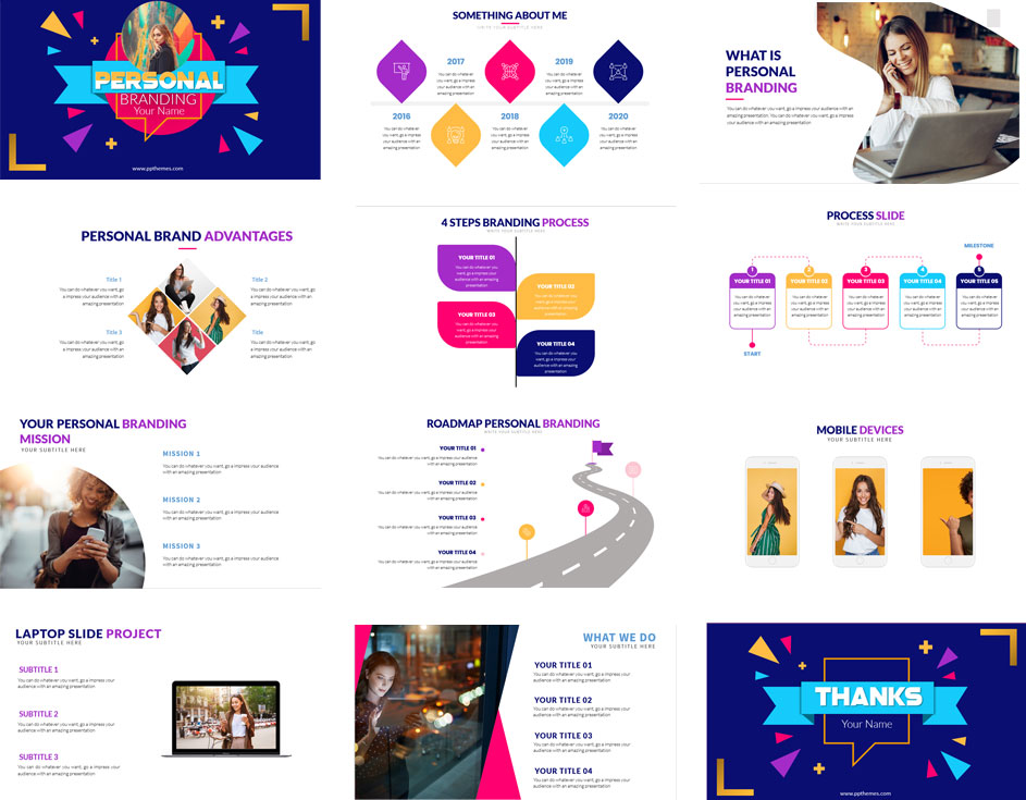 personal branding powerpoint template with infographics