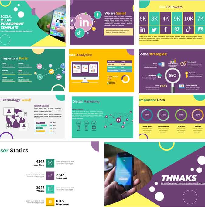 Screenshots from social media powerpoint templates